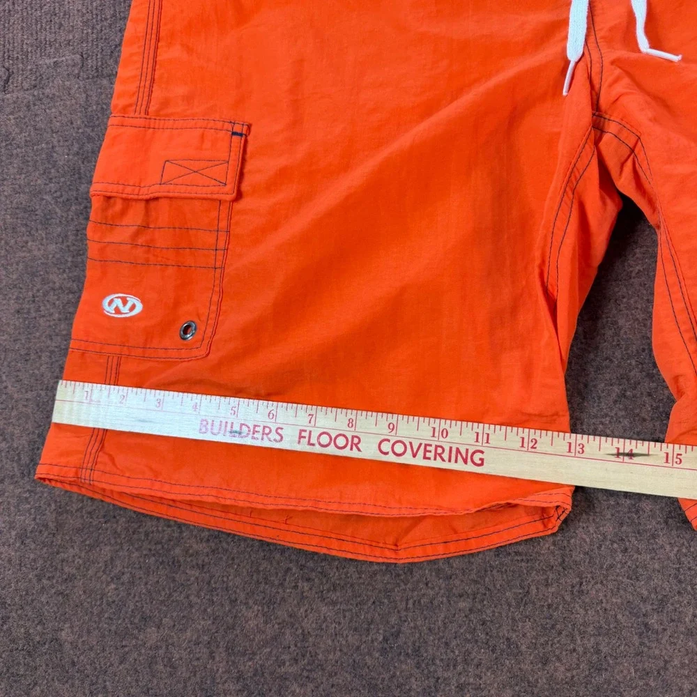 No Fear Pluto 2 Board Shorts Mens 32 Orange Vintage Cargo Swim Trunks SB033 NWT